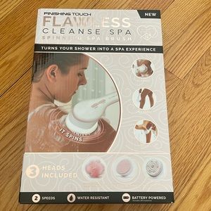 NEW Finishing Touch FLAWLESS CLEANSE Spinning Spa Brush Shower Bath Exfoliate